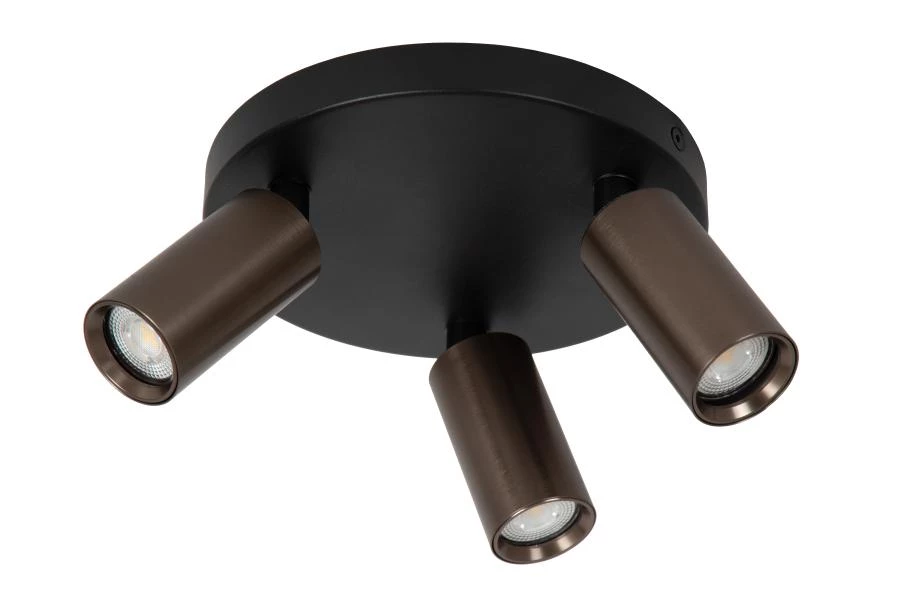 Lucide RITMO - Ceiling spotlight - Ø 18 cm - 3xGU10 (MR11) - Coffee - turned off